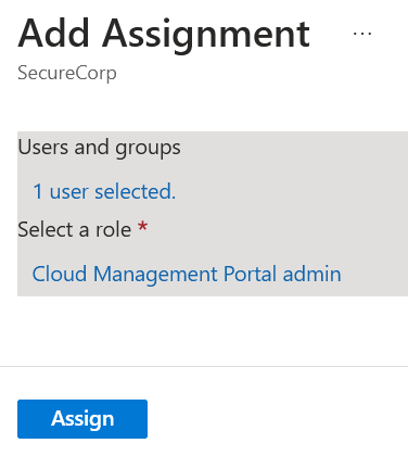 Azure InSpark CMP Add Assignment Assign