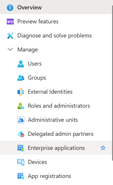 Enterprise Applications menu item