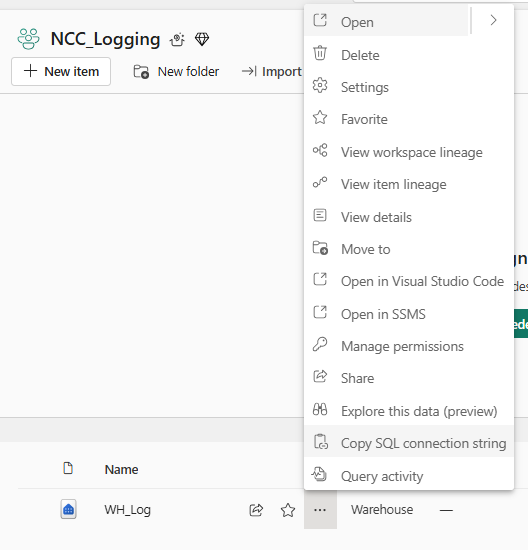 Copy SQL connection string