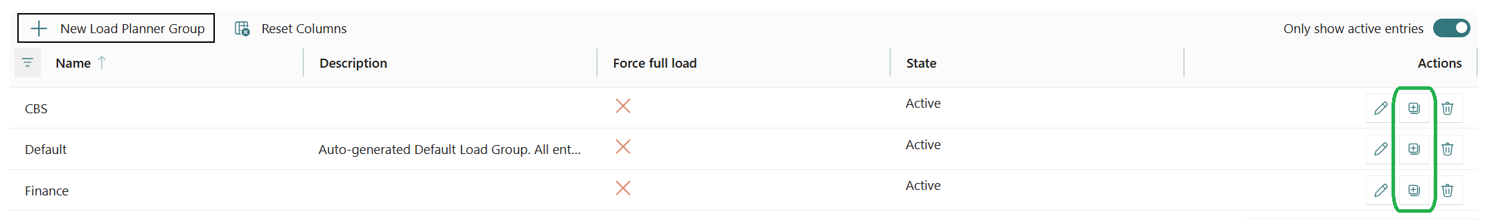 Selecting the Load Planner Group