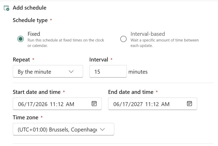 Define schedule frequency