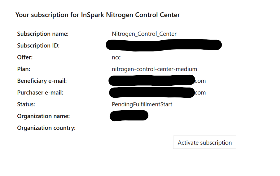 Activate subscription