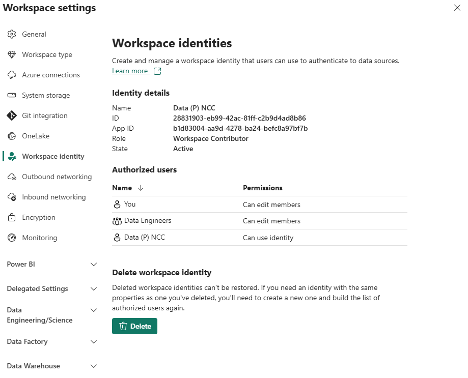 "Find Workspace Identity"