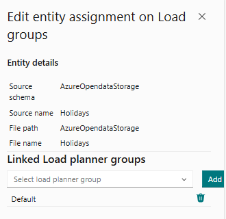Adding the entity into the Load Planner Group
