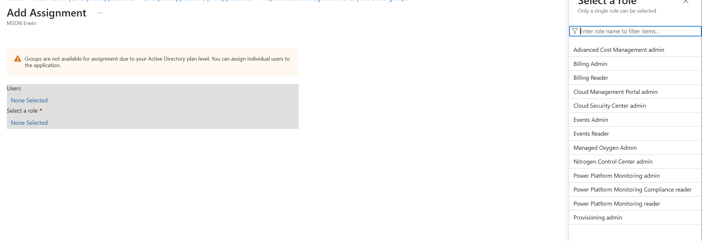 Assign admin role