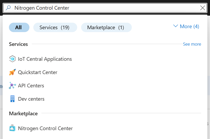 Nitrogen Control Center search